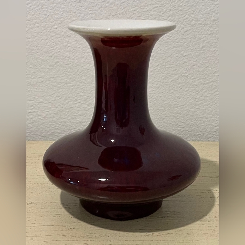 Rare Vintage Jingdezhen Oxblood Vase From Gumps San Francisco With Box EUC